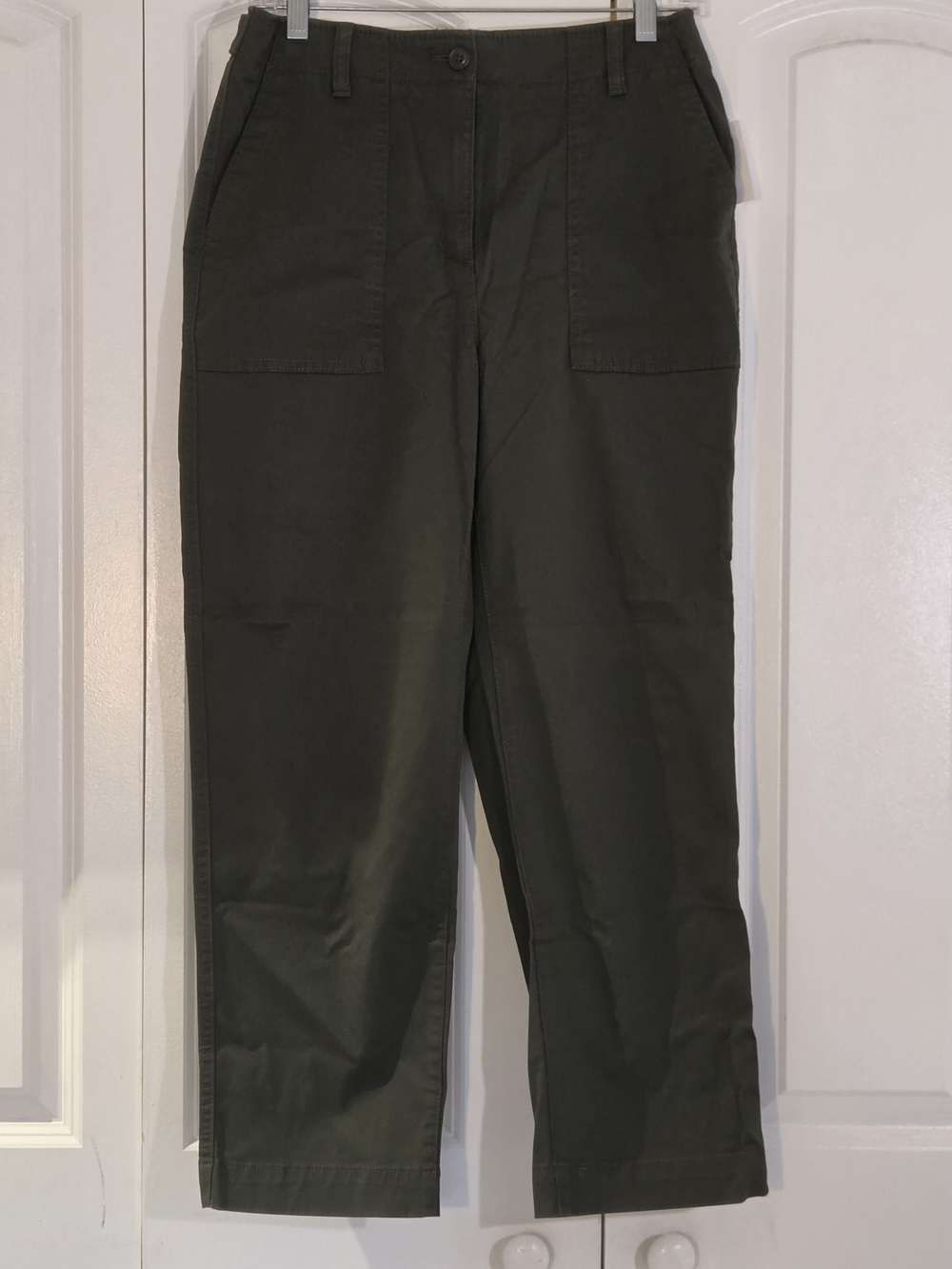 Talbots Women's Pant Size 4 High Waist Patch Pocket Crop Olive Green NWT $79.50